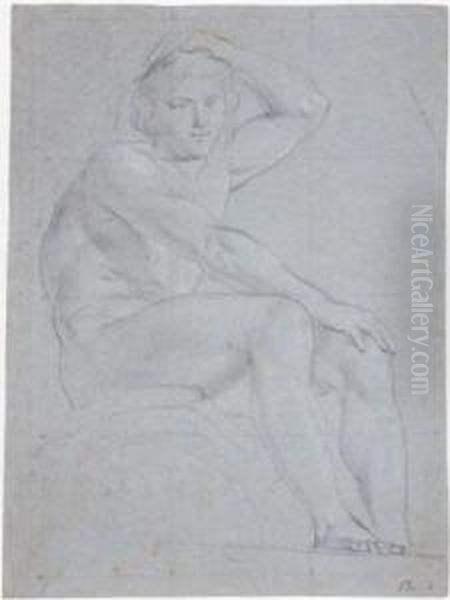 Male Nude Seen From Below Oil Painting by Lorenzo De Ferrari