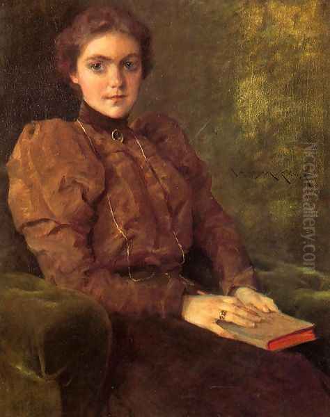 A Lady in Brown Oil Painting by William Merritt Chase