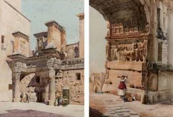 Veduta Del Foro Di Nerva Oil Painting by Mariano De Franceschi