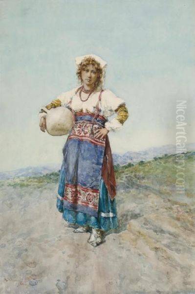 The Water Carrier Oil Painting by Mariano De Franceschi