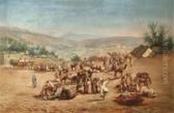 Accampamento Di Arabi Oil Painting by Mariano De Franceschi