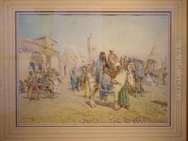 The Souk Oil Painting by Mariano De Franceschi