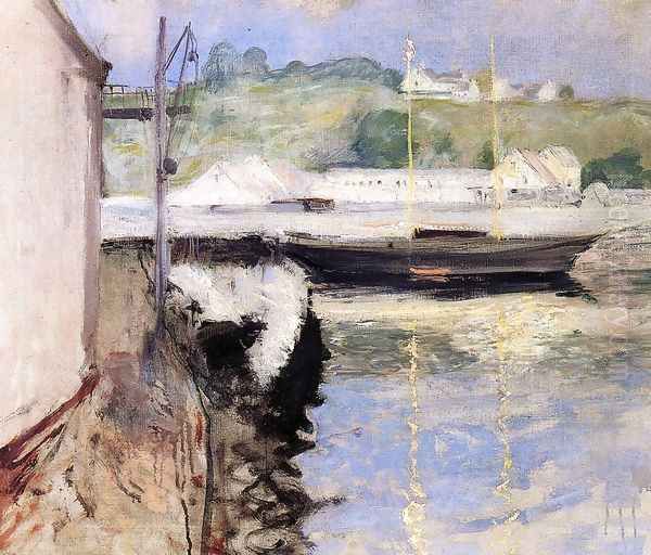 Fish Sheds and Schooner, Gloucester Oil Painting by William Merritt Chase