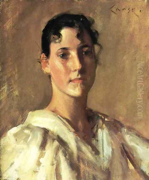 Portrait Of A Young Woman2 Oil Painting by William Merritt Chase