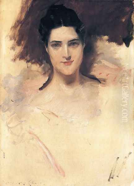 Portrait of Mrs. William Clark Oil Painting by William Merritt Chase