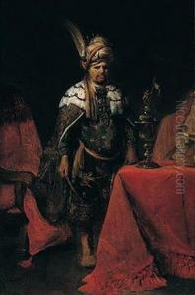 Enraged Ahasuerus Oil Painting by Aert De Gelder