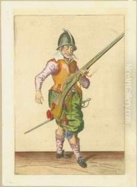 Soldat Mit Gewehr Oil Painting by Andries Jacobsz. Stock