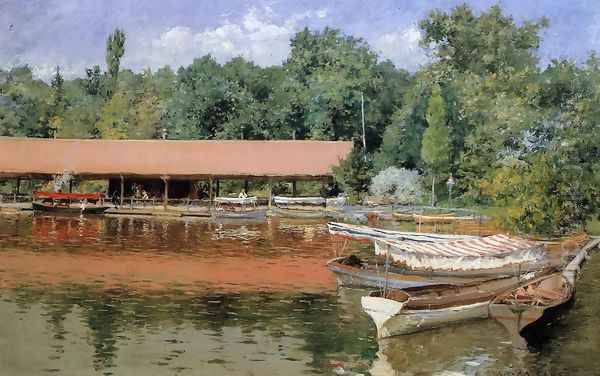 Boat House Prospect Park Oil Painting by William Merritt Chase