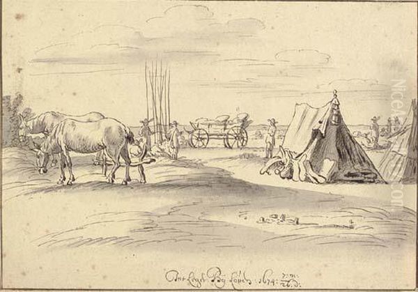 An Encampment At Louvain Oil Painting by Josua de Grave