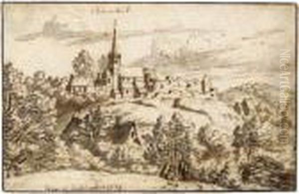 View Of The Abbey And Ruins Of Chaumont-gistoux Oil Painting by Josua de Grave