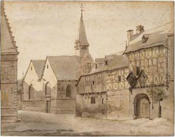 View Of The St. Jacobskerk And The Gasthuis, Maastricht Oil Painting by Josua de Grave