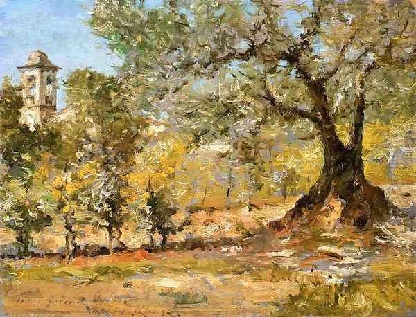 Olive Trees Florence Oil Painting by William Merritt Chase