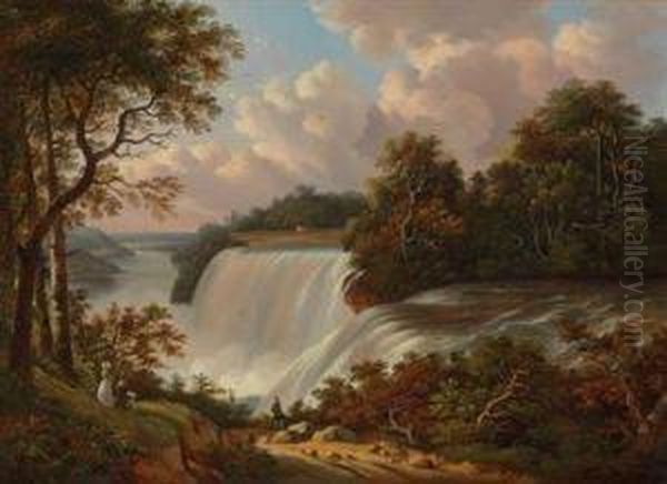 View Atop Niagara Falls Oil Painting by Victor DeGrailly