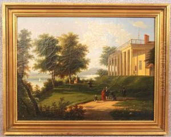 Mount Vernon With Figures Oil Painting by Victor DeGrailly