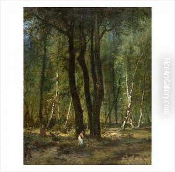 Le Repos Dans Le Bois Oil Painting by Victor DeGrailly