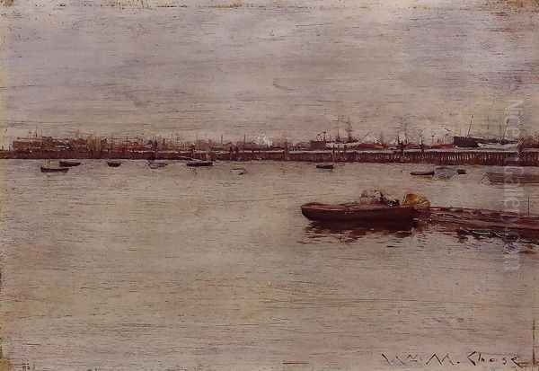 Repair Docks Gowanus Pier Oil Painting by William Merritt Chase