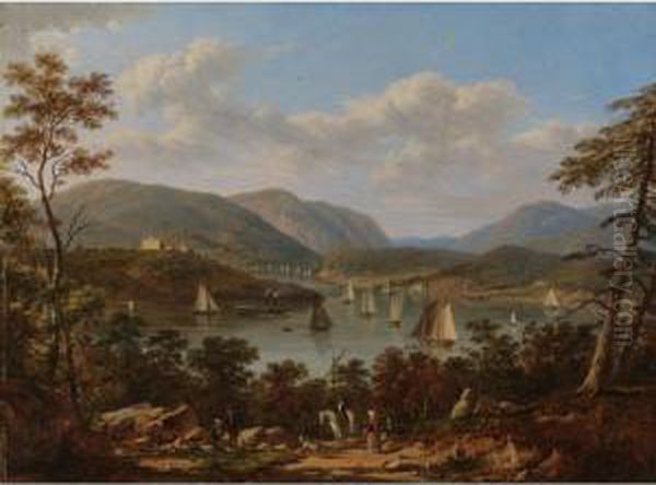 A View Of The Hudson From West Point Oil Painting by Victor DeGrailly