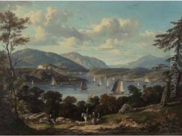 Hudson River From West Point Oil Painting by Victor DeGrailly