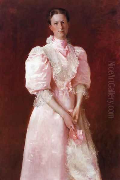 Study In Pink Aka Portrait Of Mrs Robert P McDougal Oil Painting by William Merritt Chase