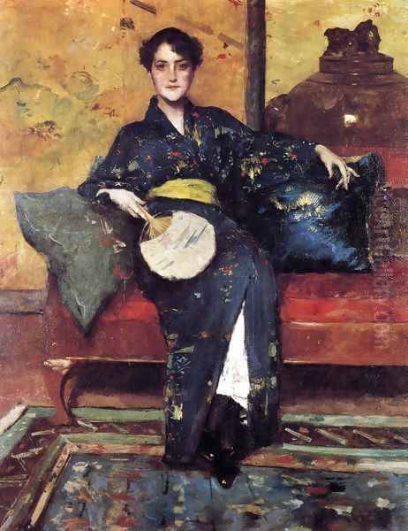 The Blue Kimono Oil Painting by William Merritt Chase