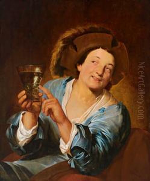 Giovane Che Regge Un Bicchiere Di Vino Oil Painting by Pieter de Grebber