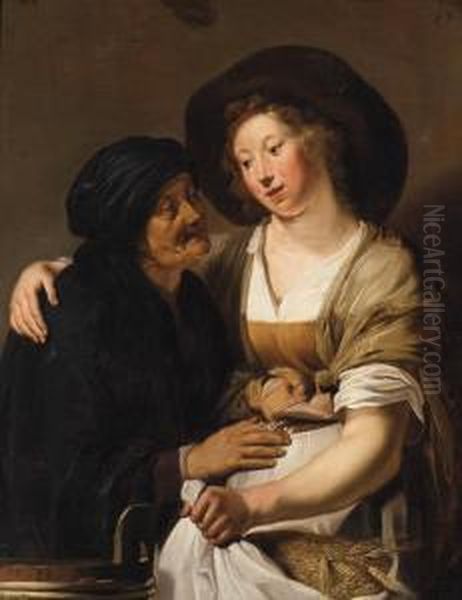 Ruth And Naomi Oil Painting by Pieter de Grebber