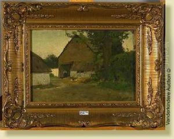 Cour De Ferme Animee Oil Painting by Jean-Baptiste De Greef