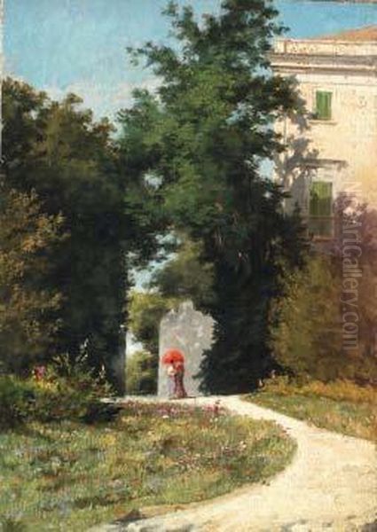 Passeggiata In Giardino Oil Painting by Marco De Gregorio