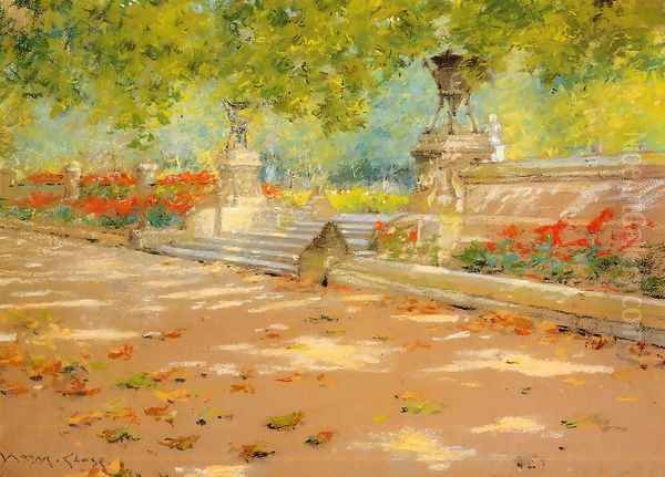 Terrace Prospect Park Oil Painting by William Merritt Chase