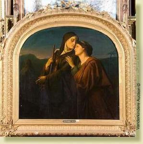 Deux Femmes Enpelerinage Oil Painting by Charles de Groux