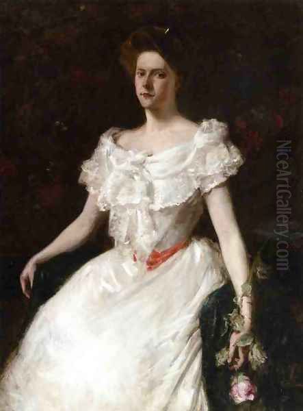 Lady With A Rose Oil Painting by William Merritt Chase