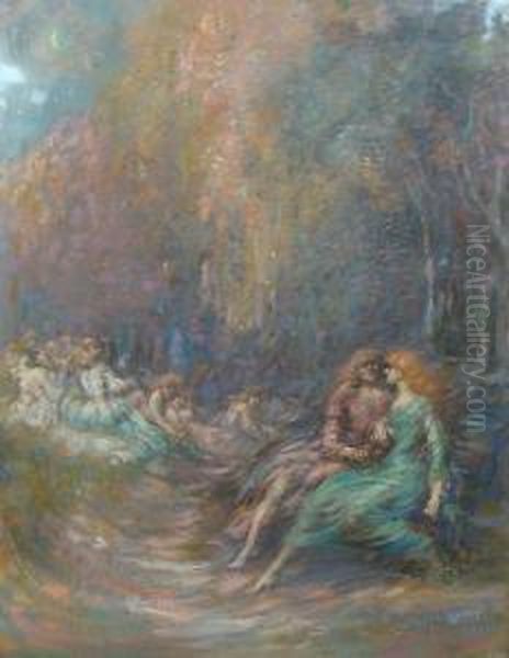 Bacchanale Dans Un Parc Oil Painting by Henri Jules Charles De Groux