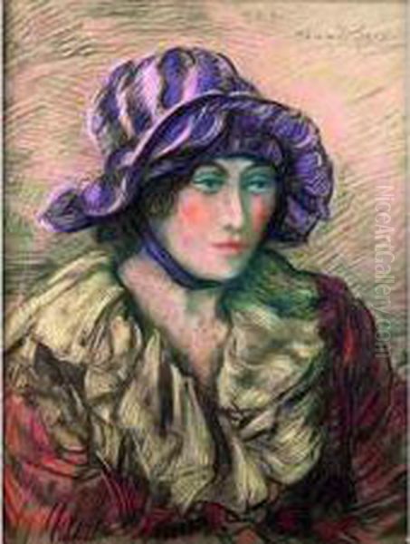 Portrait De Femme Au Chapeau Oil Painting by Henri Jules Charles De Groux