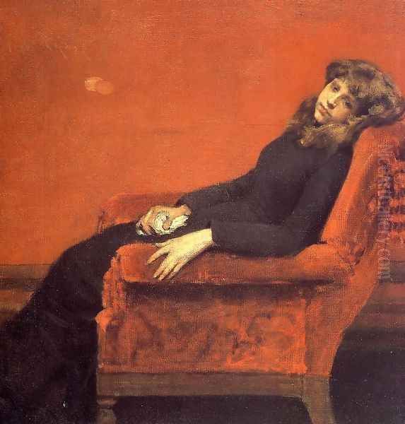 The Young Orphan Study Of A Young Girl Oil Painting by William Merritt Chase