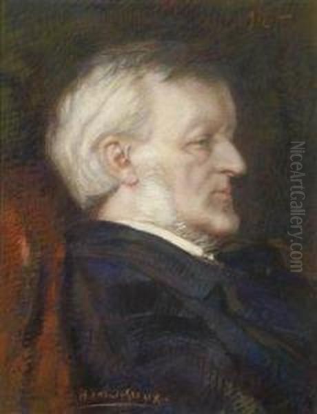 Bildnis Deskomponisten Richard Wagner Im Profil Oil Painting by Henry de Groux