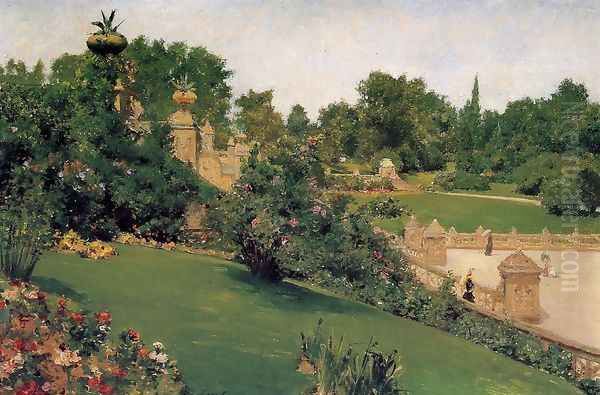 Terrace At The Mall Central Park Oil Painting by William Merritt Chase