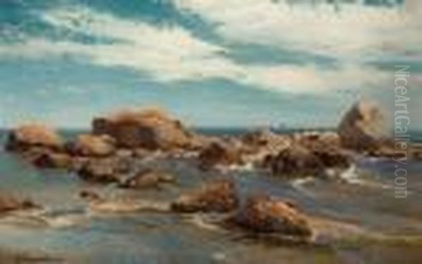 Coastal Scene-rocky Coast Oil Painting by Mauritz F. H. de Haas