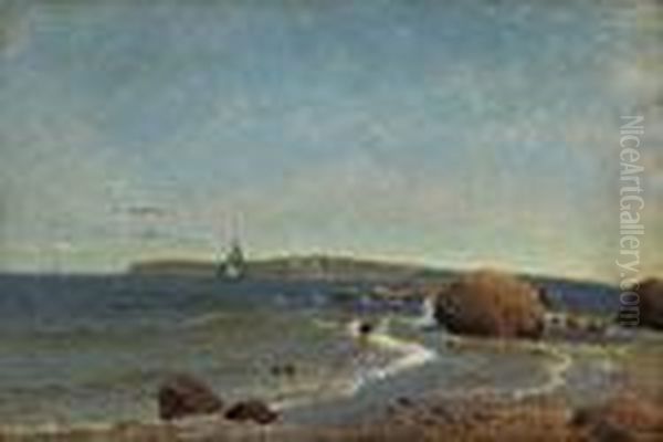 A View Of The Lighthouse Oil Painting by Mauritz F. H. de Haas