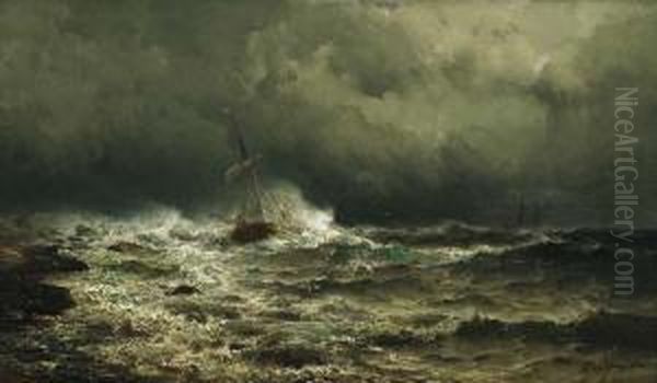 Sailing Through The Storm Oil Painting by Mauritz F. H. de Haas