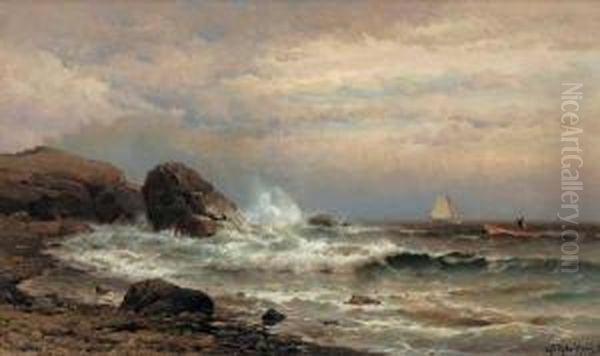 ''gray Day At Marblehead'' Oil Painting by Mauritz F. H. de Haas