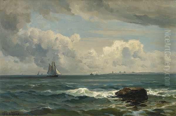 Ships Off The Coast Oil Painting by Mauritz F. H. de Haas