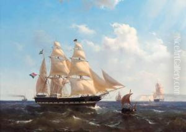 A Merchantman Off Dover Oil Painting by Mauritz F. H. de Haas