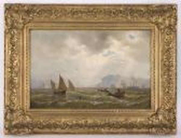 A Seascape With Ships Oil Painting by Mauritz F. H. de Haas