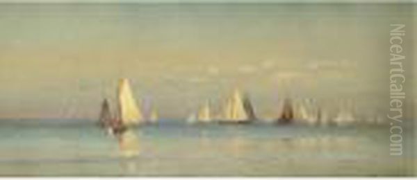 Sailboats On A Calm Sea Oil Painting by Mauritz F. H. de Haas