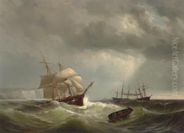 Merchant Shipping Off Dover Oil Painting by Mauritz F. H. de Haas