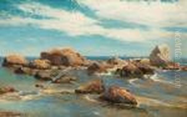 Rocky Coast Oil Painting by Mauritz F. H. de Haas