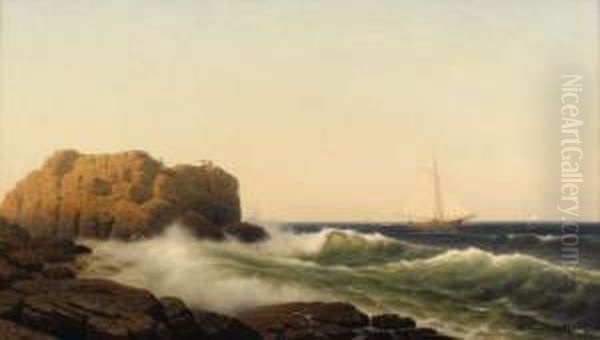 A Fine Day On The Cliffs Of Star Island, Isles Of Shoals, Nh Oil Painting by William Frederick de Haas