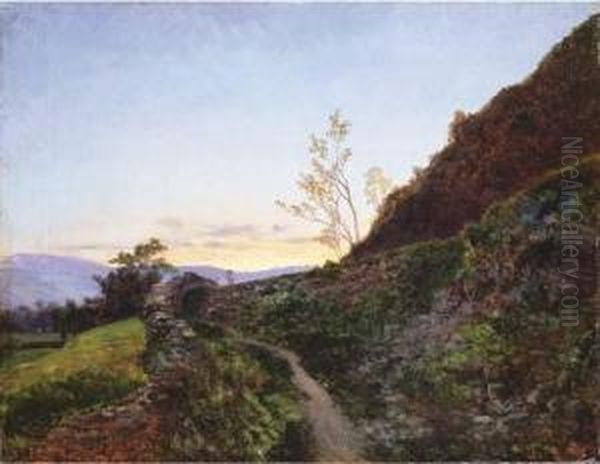 Puesta De Sol Oil Painting by Carlos De Haes Y Fortuny