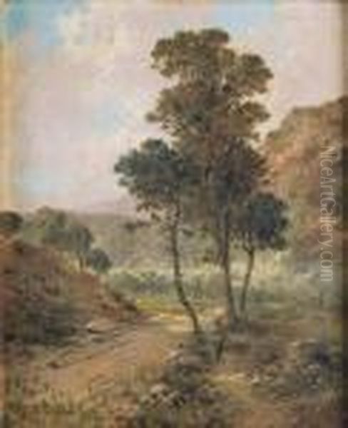 Segadora En Un Sendero Oil Painting by Carlos De Haes Y Fortuny