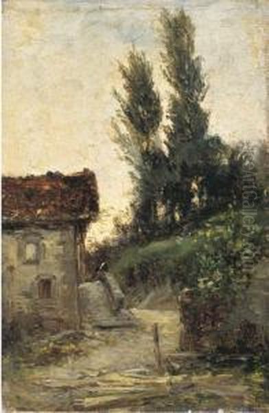 Casa En El Campo Oil Painting by Carlos De Haes Y Fortuny